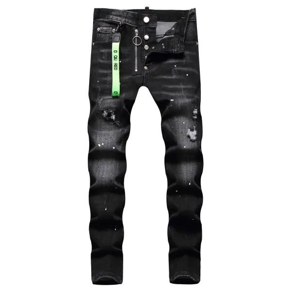Dsquared2 Distressed Black Paint-Splatter Jeans - 1