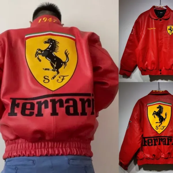 Ferrari Racing Jacket Red Leather Jacket - 1