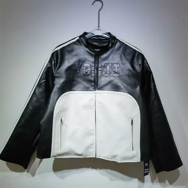Yohji Yamamoto x Running Cherrys Leather Biker Jacket Black and White - 1