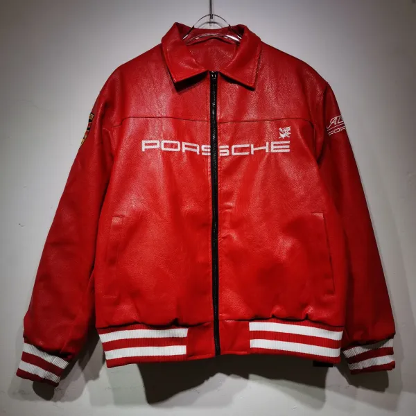 Porsche Racing Leather Jacket Red - 1