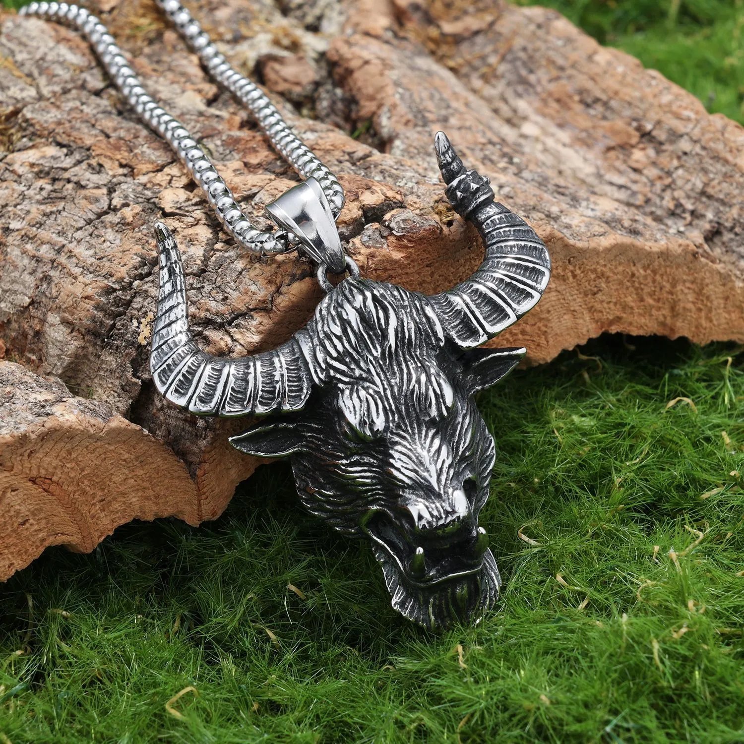 Ram Horn Men's Stainless Steel Pendant