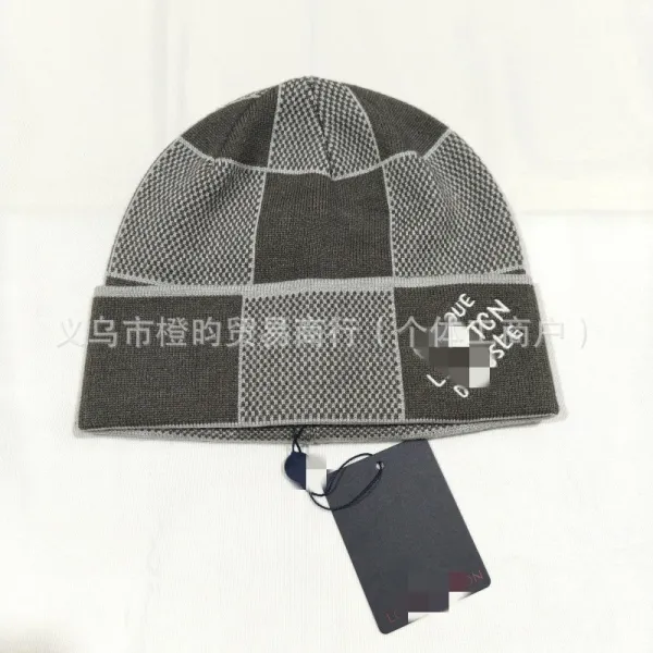 Louis Vuitton Monogram Check Knit Beanie Gray - 1