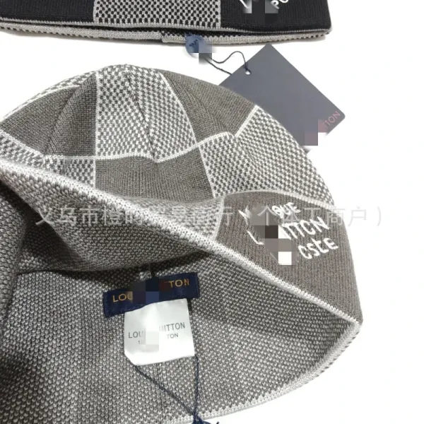 Louis Vuitton Patchwork Knit Beanie Navy and Gray - 10