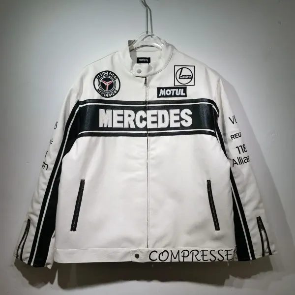 Mercedes-Benz x Compressport Racing Leather Jacket White - 1