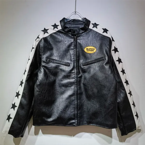 Bates Leathers Star-Trimmed Black Leather Jacket - 1