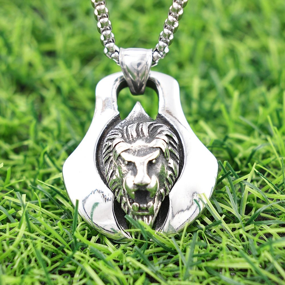 Viking Battle Axe Lion Head Pendant