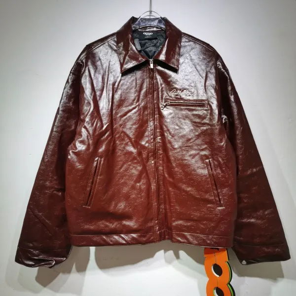Good Brand Leather Jacket Burgundy Outerwear - 1