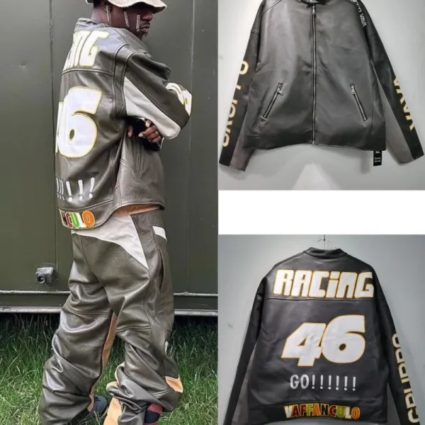 Vaffanculo x Racing 46 Leather Jacket Black Multicolor - 1
