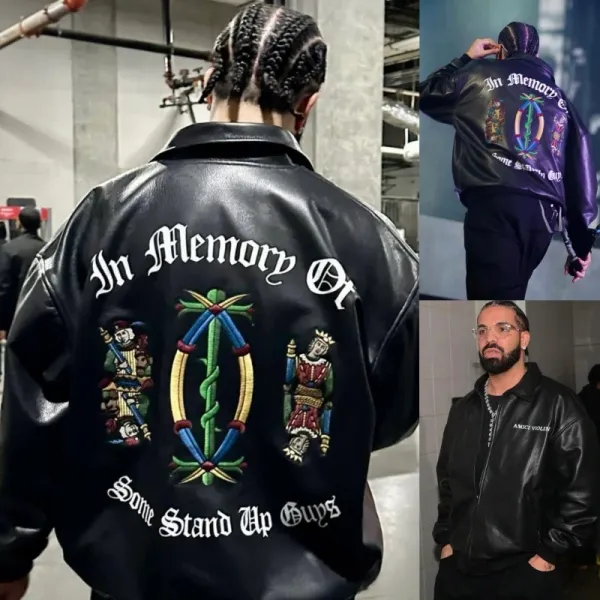 Amiri Violent In Memory Of Some Stand Up Guys Leather Jacket Black - 1