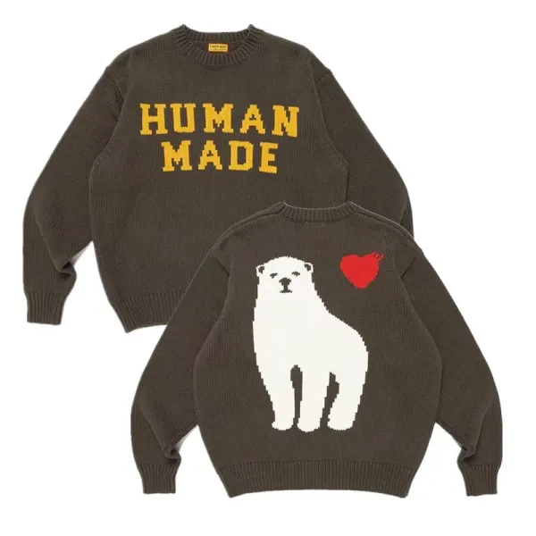 Human Made Polar Bear Knit Sweater Brown - 1