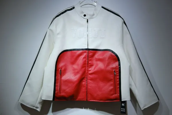 Running Cheetahs x Yohji Yamamoto Motif Leather Jacket White Red - 1