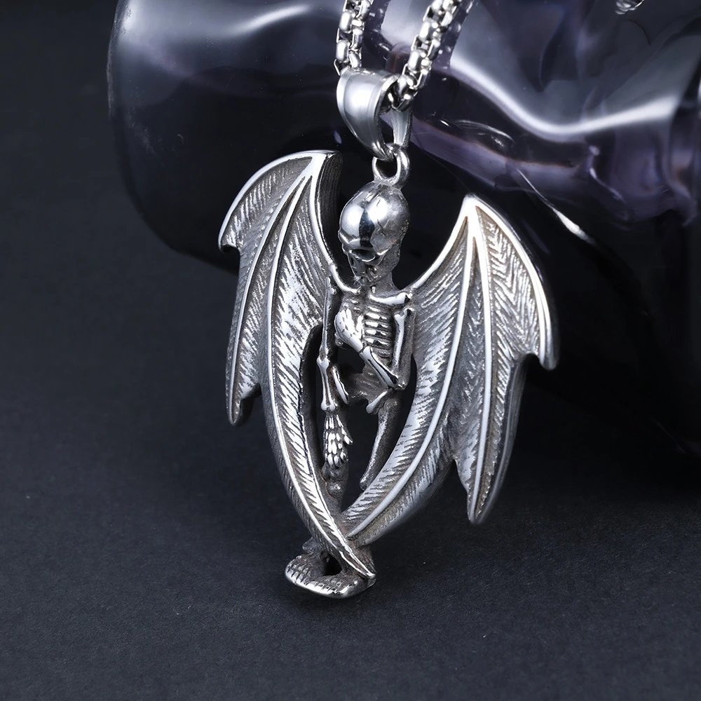 Vintage Steel Skull Necklace