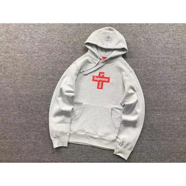 Supreme Cross Logo Hoodie Gray - 1