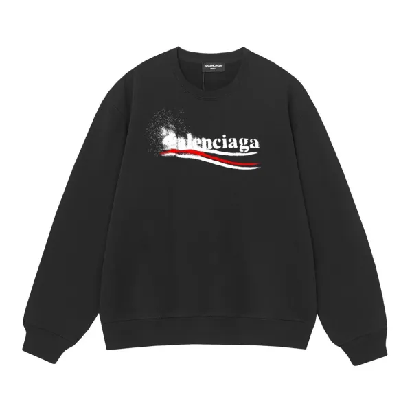 Balenciaga Spray Logo Black Hoodie - 1