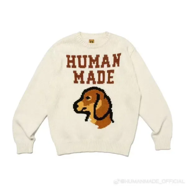 Human Made Dog Face Knit Sweater Beige - 1
