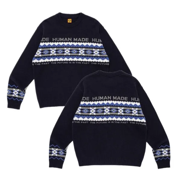 Human Made Fair Isle Knit Sweater Navy - 1