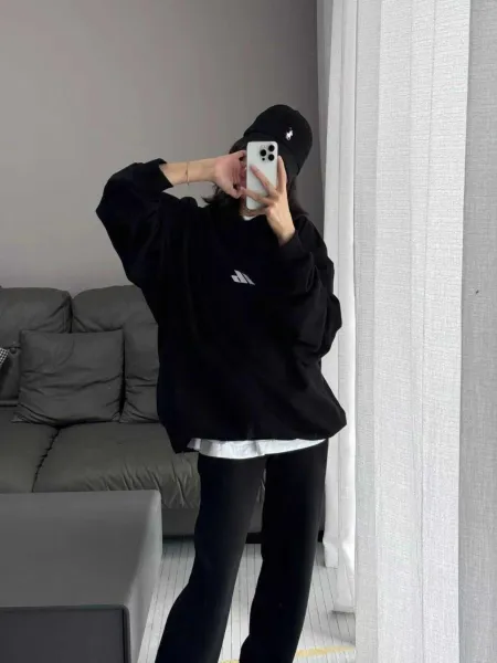Balenciaga Logo Print Hoodie Black and White - 17