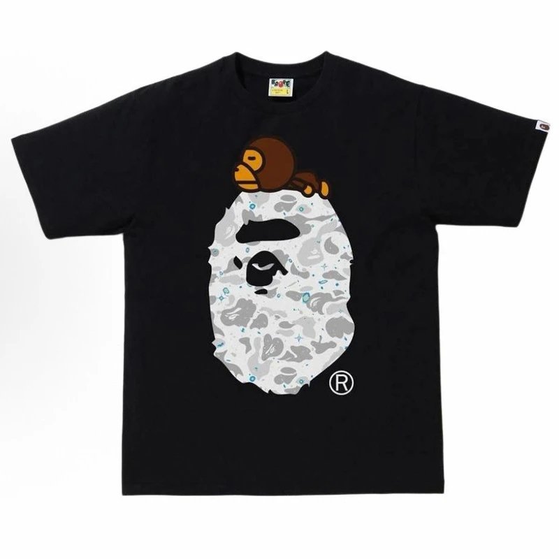 BAPE Trendy Ape Head Heavy Cotton Short sleeved Shark Monkey Men's and Women's T-shirt Top+Whatsapp85368621374