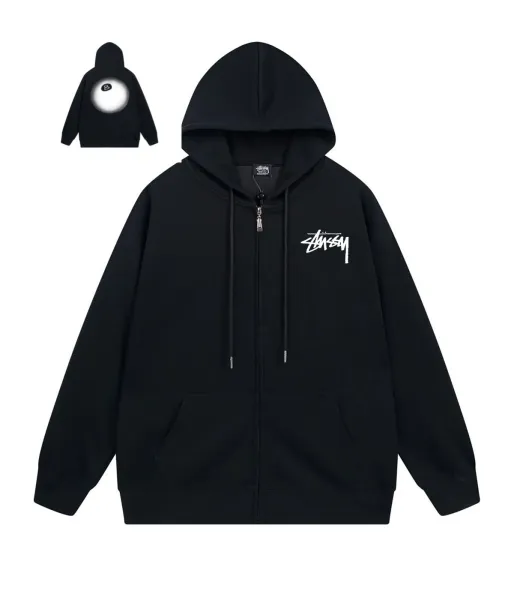 Stüssy 8-Ball Zip-Up Hoodie Black - 1