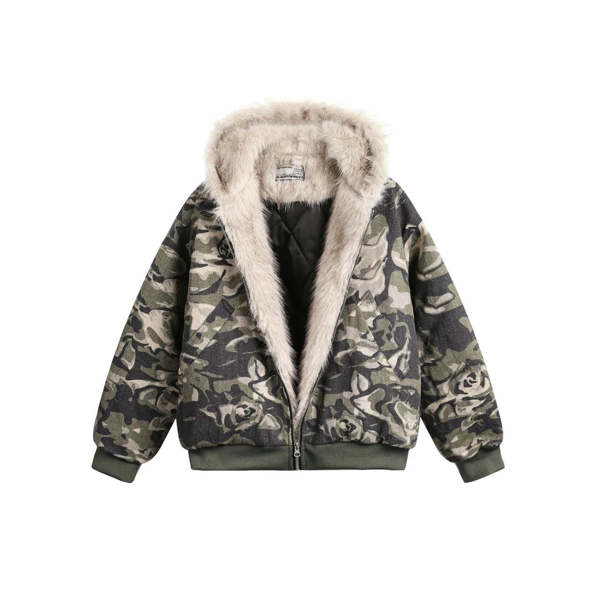 Camouflage Fur Collar Down Coat photo 2