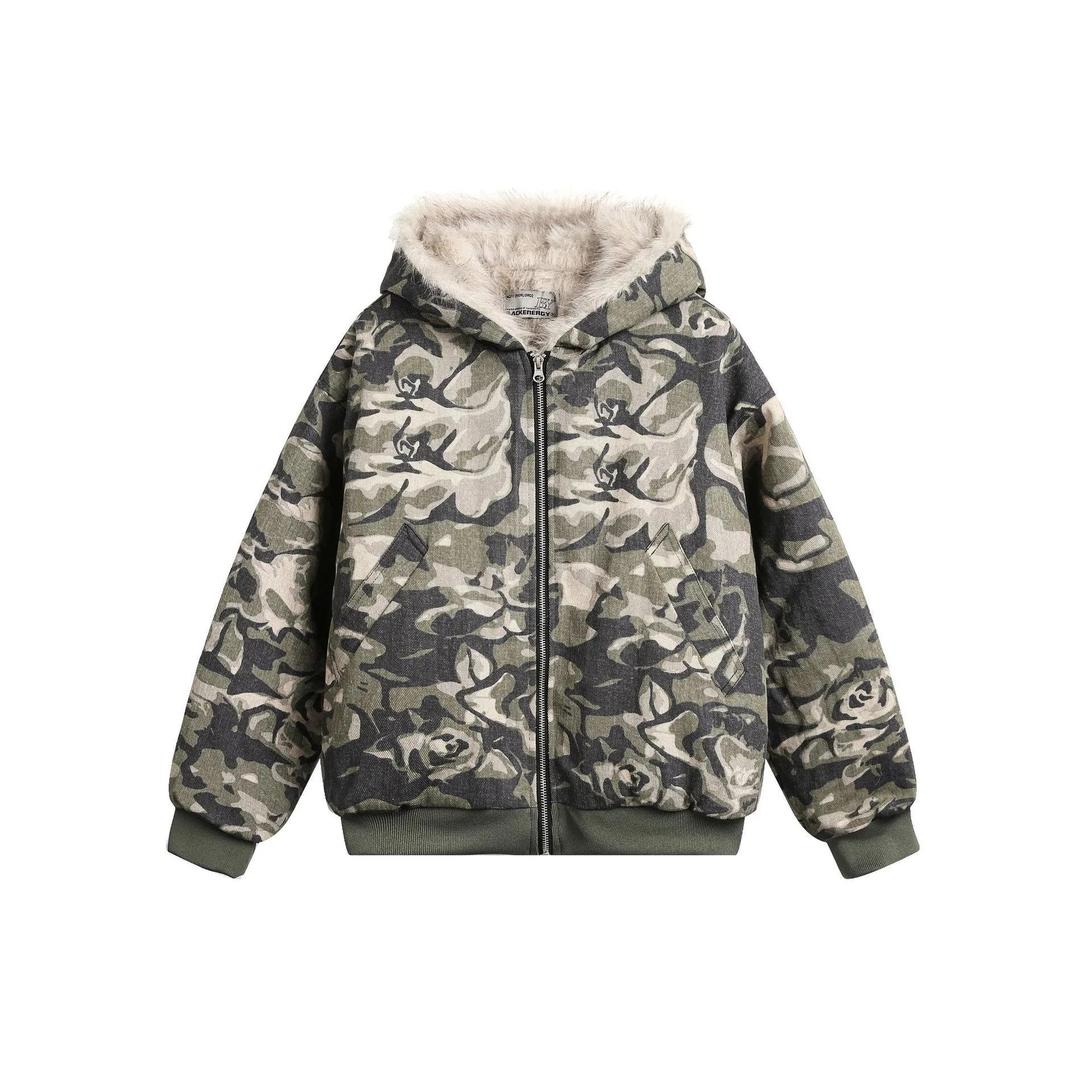 Camouflage Fur Collar Down Coat photo 8