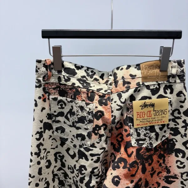 Stüssy x Big Dl Jeans Leopard Print Gradient Washed Denim Jeans - 26