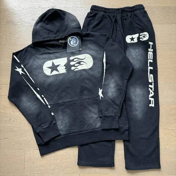 Hellstar Pink Flame Graphic Sweatpants Black - 4