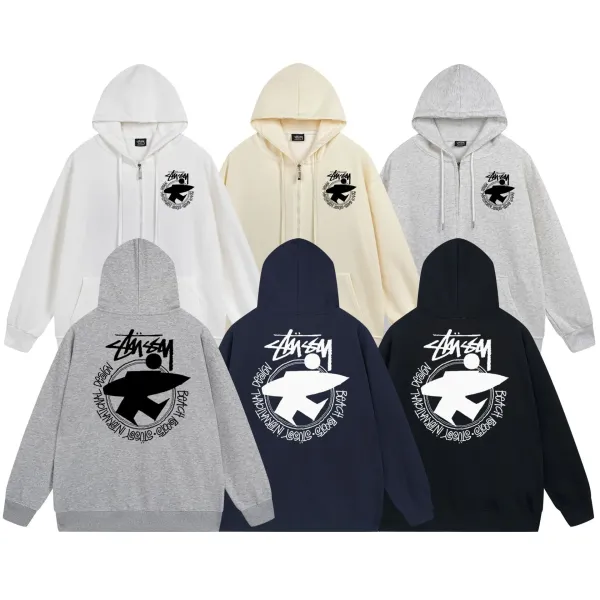Stüssy Classical Bust Zip-Up Hoodie Navy - 12