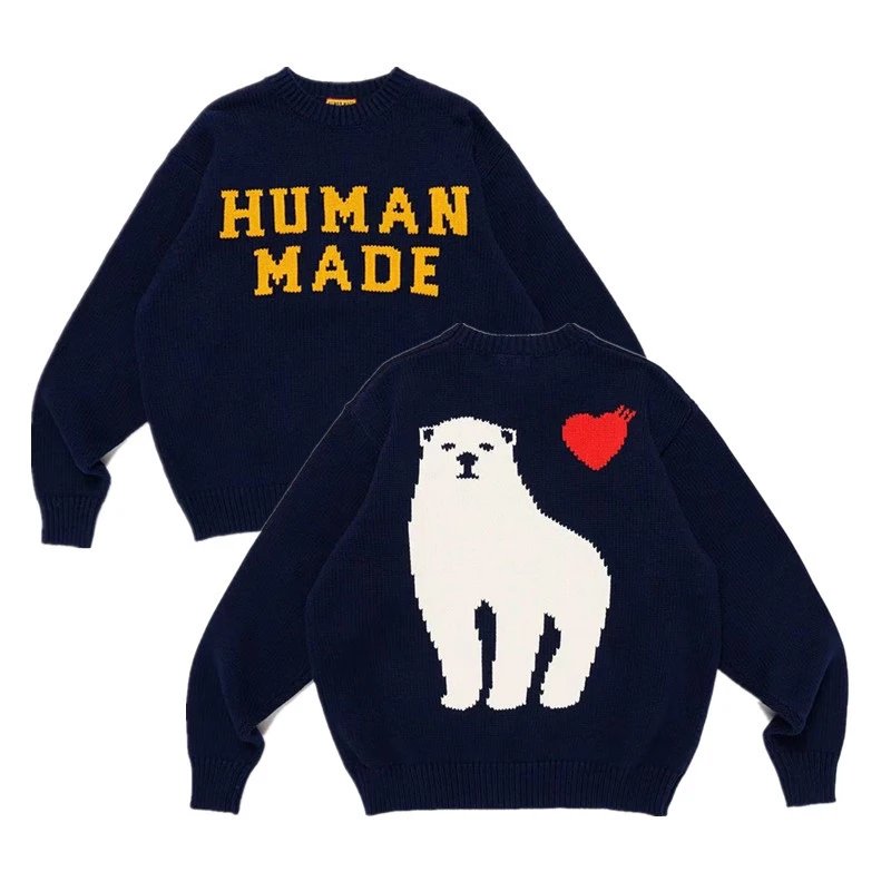 Human Made Polar Bear Knit Sweater Navy - 1