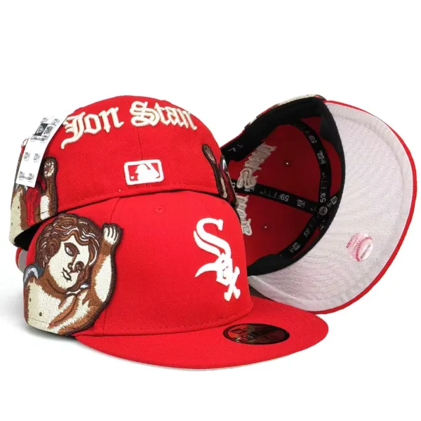 New Era x Jon Stahl x Chicago White Sox Collaboration 59FIFTY Red Baseball Cap - 1