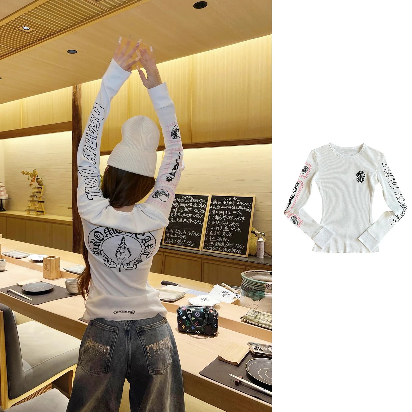 Chrome Hearts Doll Print Long Sleeve T-Shirt