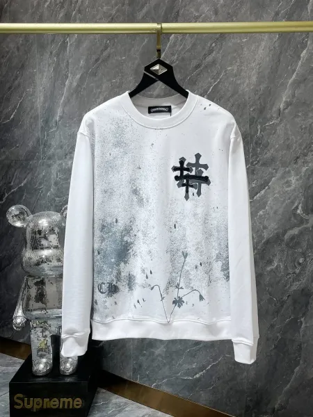 Chrome Hearts Triple Cross Black Long-Sleeve Tee with Lip and Bow Print - 48