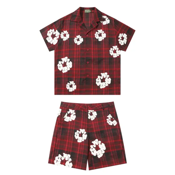 Burberry Check Print Floral Shorts Red - 8