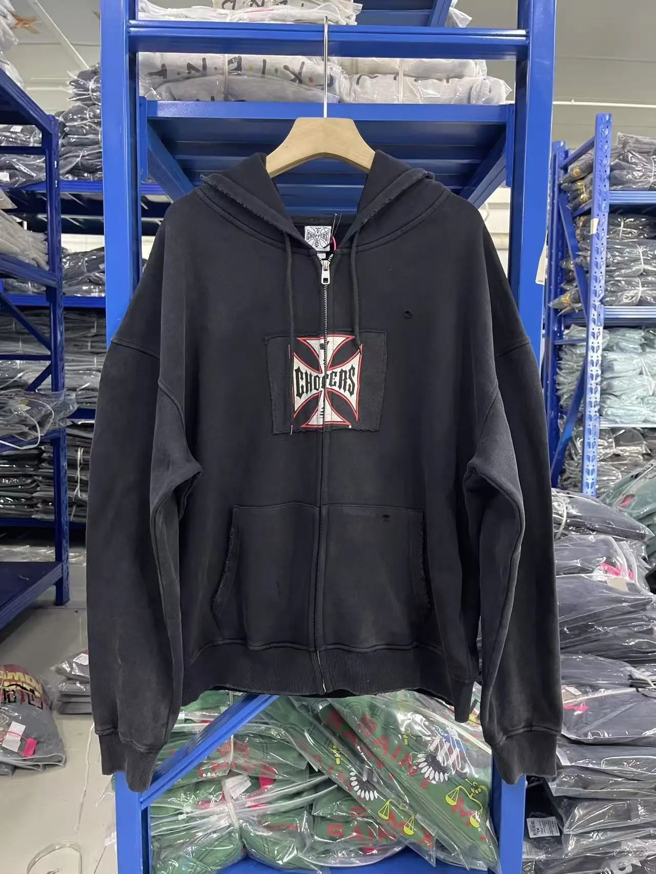Iron Cross Remake Distressed Zip Hoodie photo 2