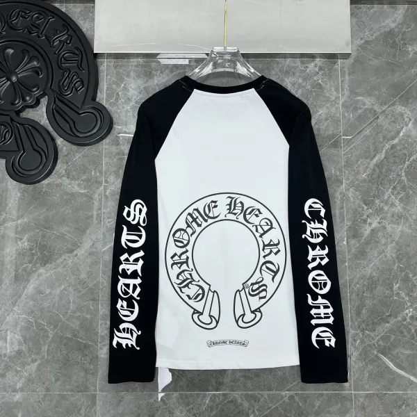 Chrome Hearts Triple Cross Black Long-Sleeve Tee with Lip and Bow Print - 38