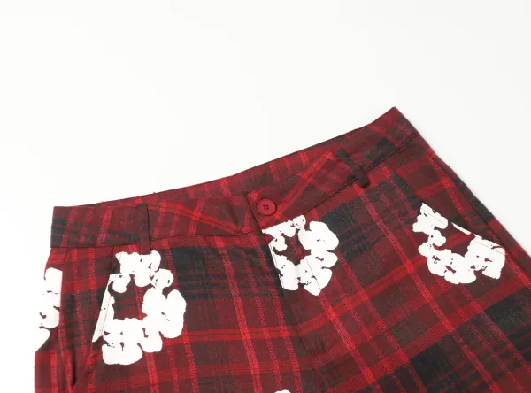 Burberry Check Print Floral Shorts Red - 26