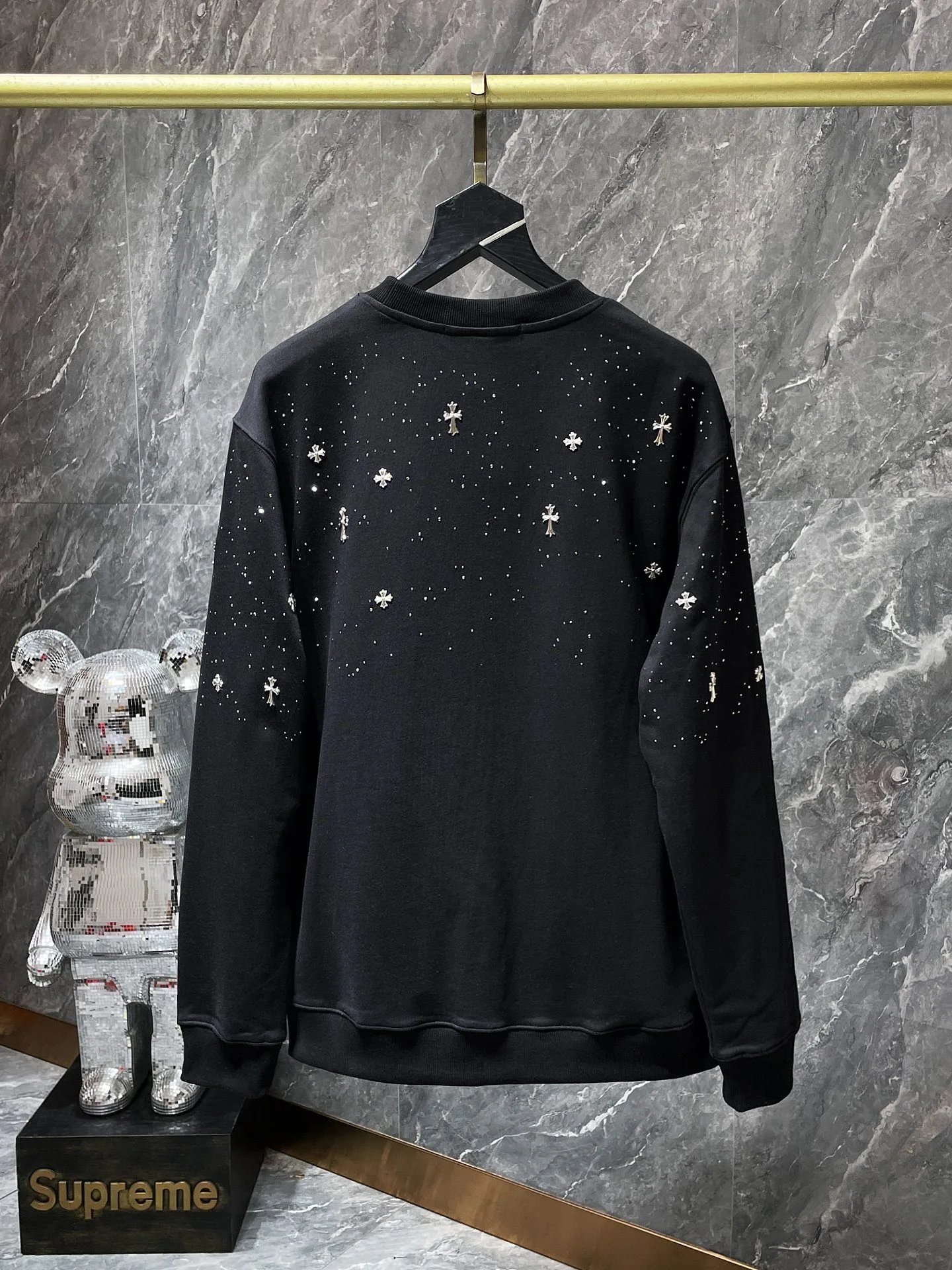 Chrome Hearts Triple Cross Black Long-Sleeve Tee with Lip and Bow Print - 50