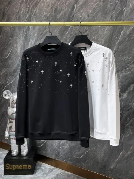 Chrome Hearts Triple Cross Black Long-Sleeve Tee with Lip and Bow Print - 52