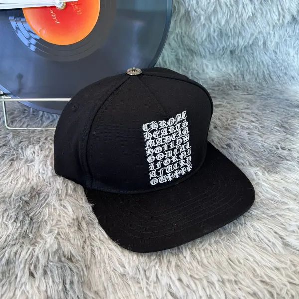 Chrome Hearts Gothic Script Embroidered Black Baseball Cap - 1