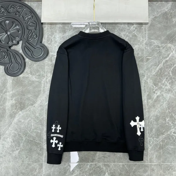Chrome Hearts Triple Cross Black Long-Sleeve Tee with Lip and Bow Print - 45
