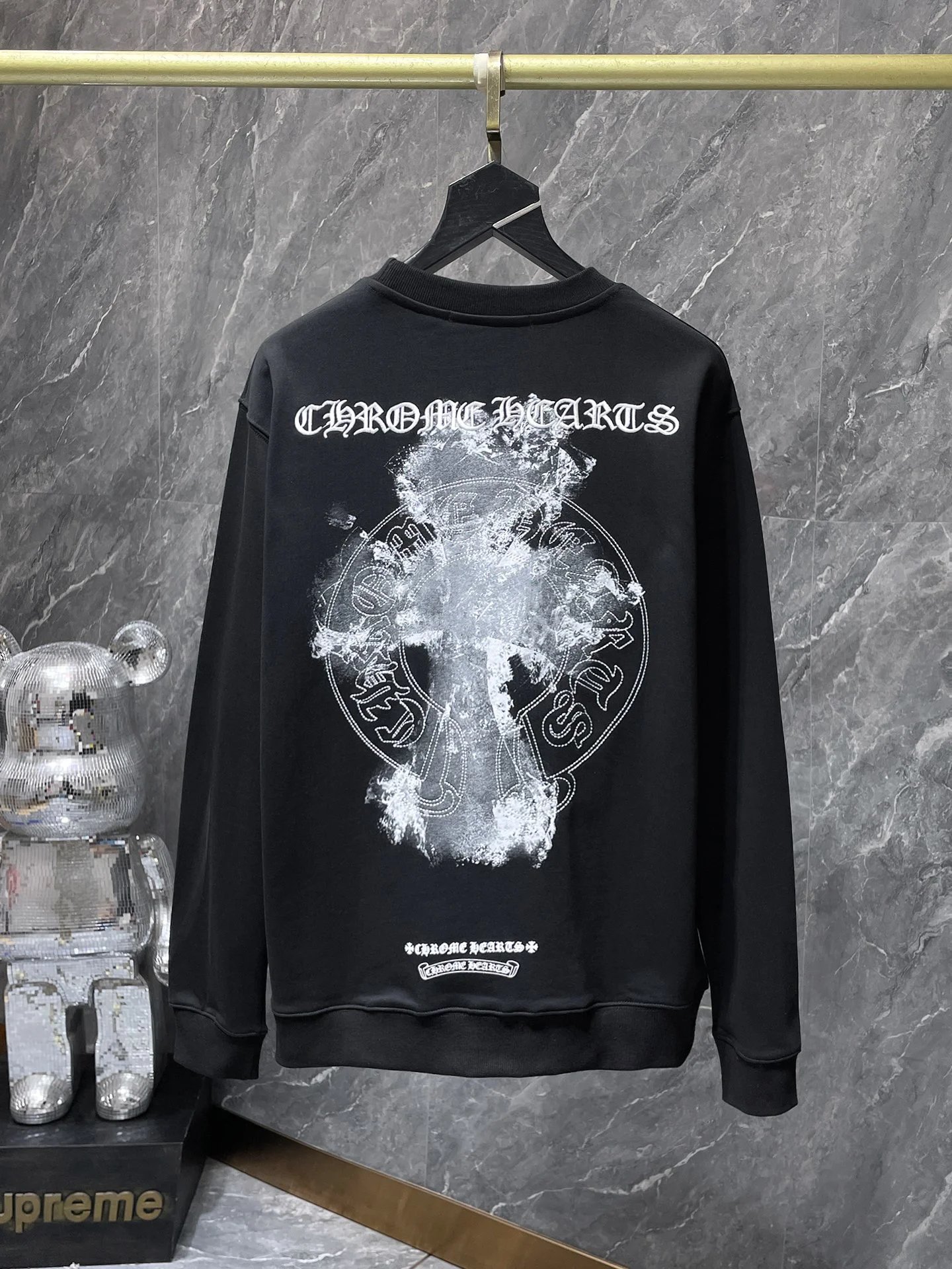 Chrome Hearts Triple Cross Black Long-Sleeve Tee with Lip and Bow Print - 3
