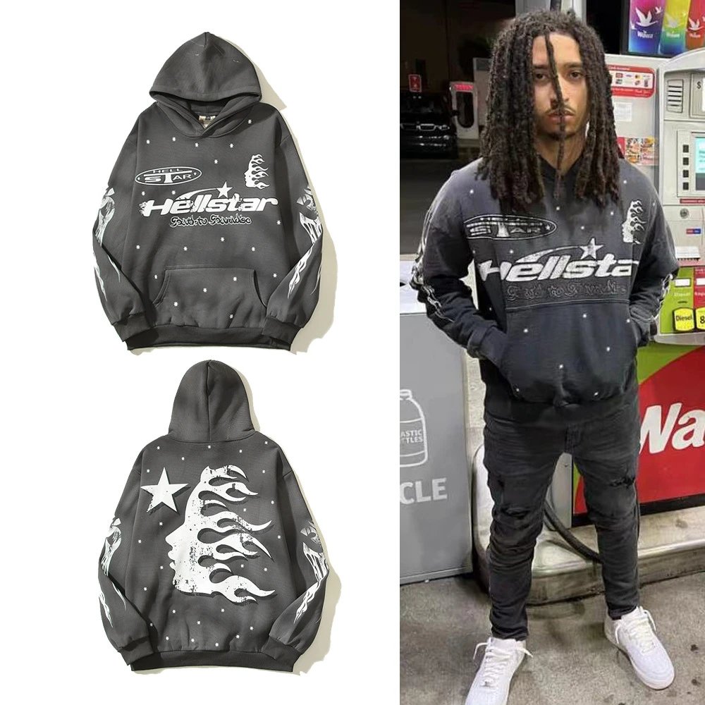 Hellstar Sports Flame Logo Hoodie Black Pink - 6