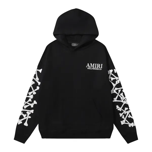 Amiri Hollywood.CA Bone Print Hoodie Black - 1