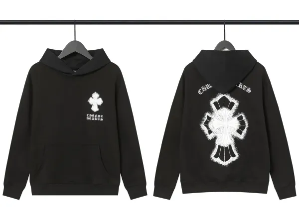 Chrome Hearts Cross Embroidered Black Hoodie - 1