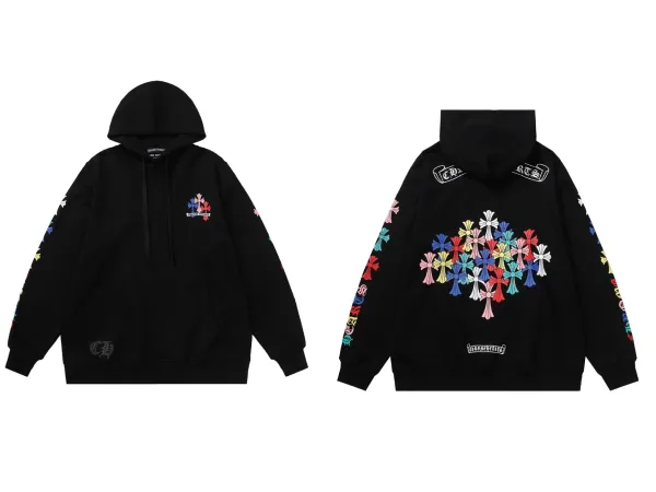Chrome Hearts Cross Embroidered Black Hoodie - 11