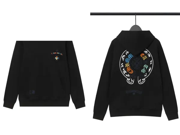 Chrome Hearts Cross Embroidered Black Hoodie - 14