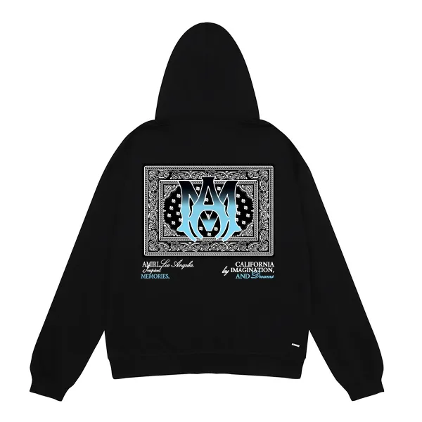 Amiri Bandana Logo Hoodie Black - 1