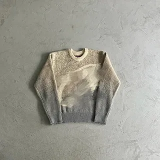 Design Gradient Knit Sweater in Beige and Gray - 1