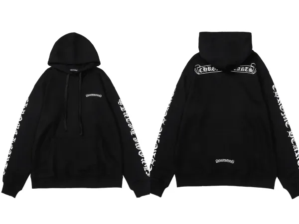Chrome Hearts Cross Embroidered Black Hoodie - 22