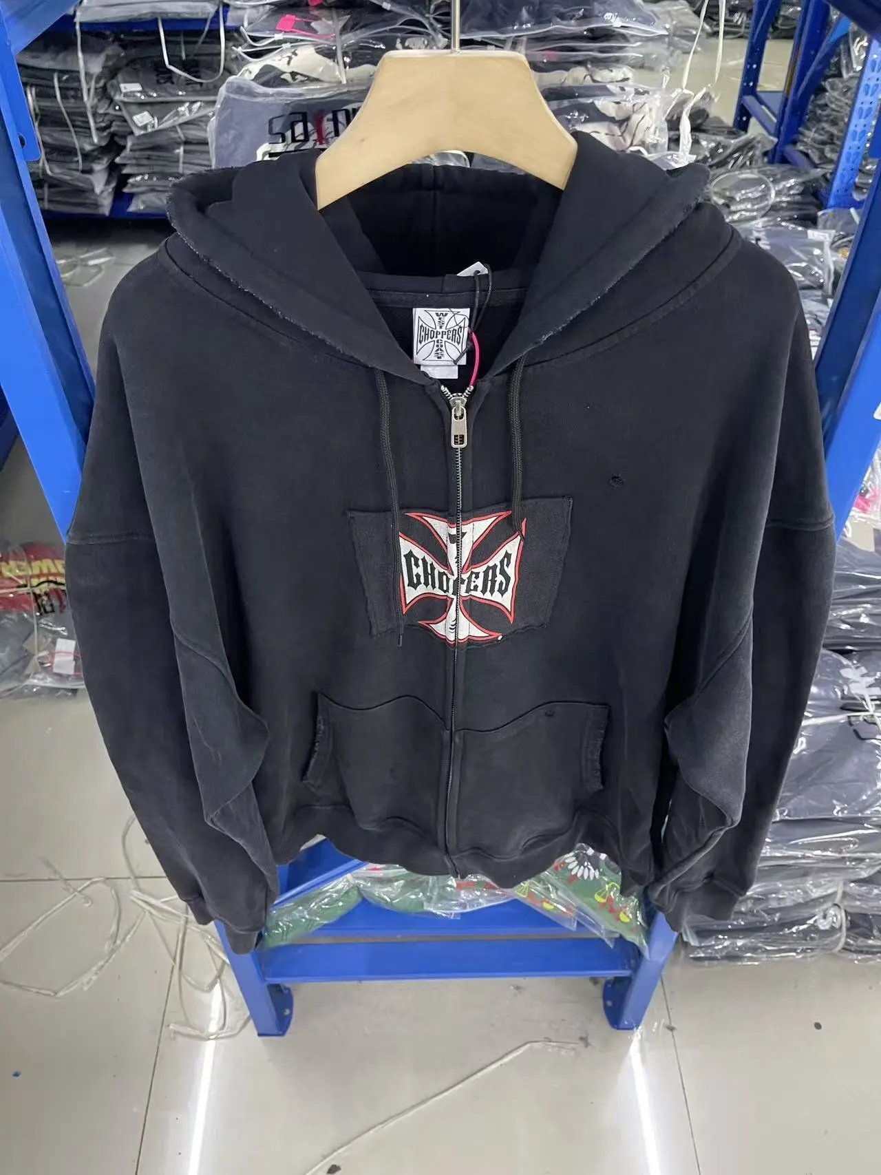 Iron Cross Remake Distressed Zip Hoodie photo 8